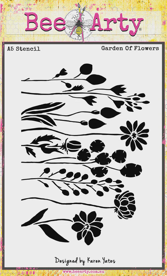 Bee Arty - Stencil - A5 Garden of Flowers