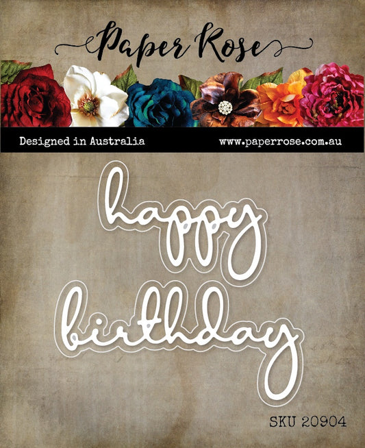 Paper Rose - Die - Happy Birthday Fine Script Layered