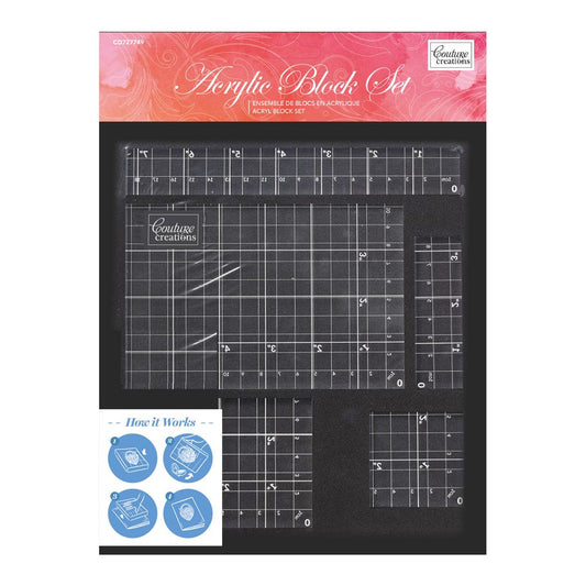 Acrylic Block Set with grid lines (5 pc / 8mm deep)