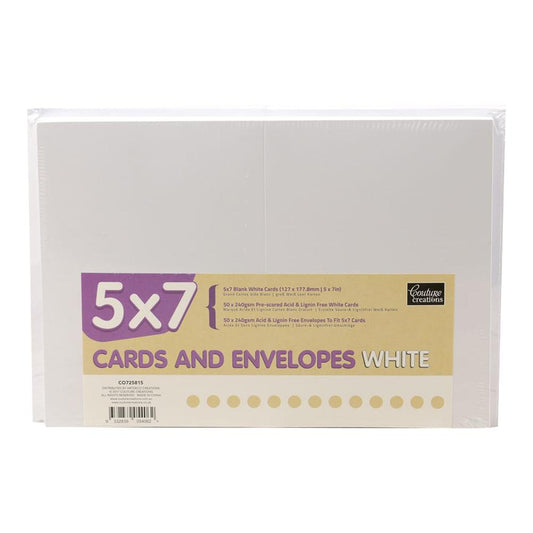 Couture Creations - Cards & Envelopes - 5 x 7 White