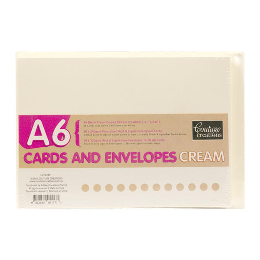 Couture Creations - Cards & Envelopes - A6 Cream