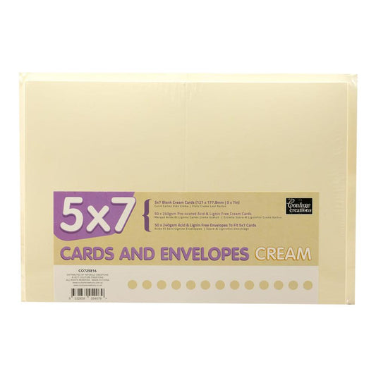 Couture Creations - Cards & Envelopes - 5 x 7 Cream